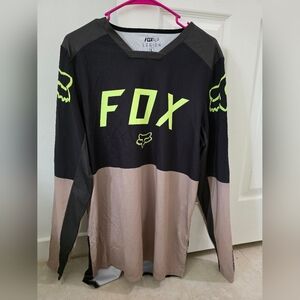 Fox Long Sleeve MTB Jersey in Black, Taupe and Neon Yellow